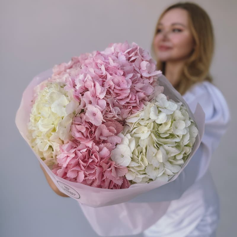 Букет из 5 гортензий "WHITE & PINK" — Фото 4