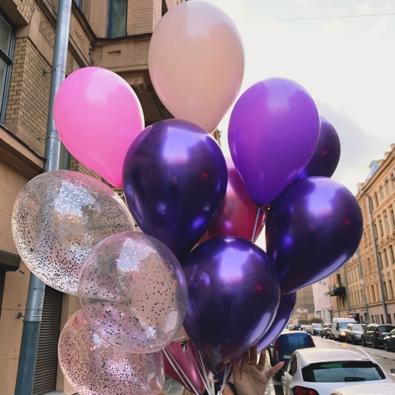 Набор из 15 шариков в розово-фиолетовой гамме "PINK PURP BALOONS" — Фото 2