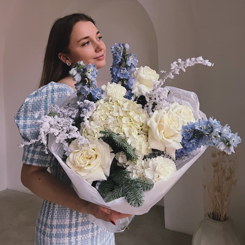 Новогодний букет "BLUE & WHITE" — Фото 4