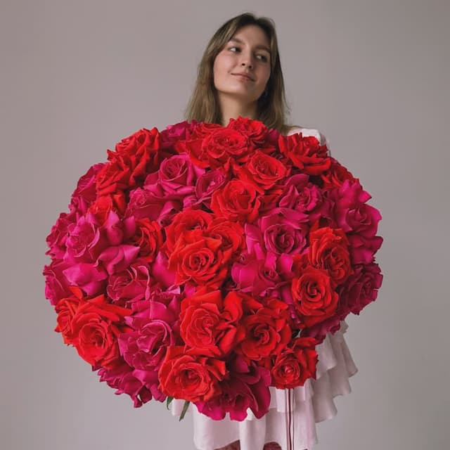 Букет из 51 французской розы "PINK FLOYD & NINA"