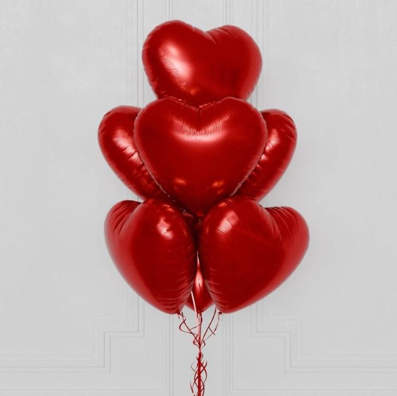 Набор из 7 фольгированных шаров в виде сердца "VALENTIN" — Фото 2