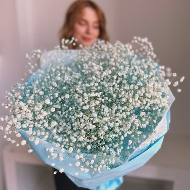 Букет из 15 веток гипсофилы "BLUE PASTEL"