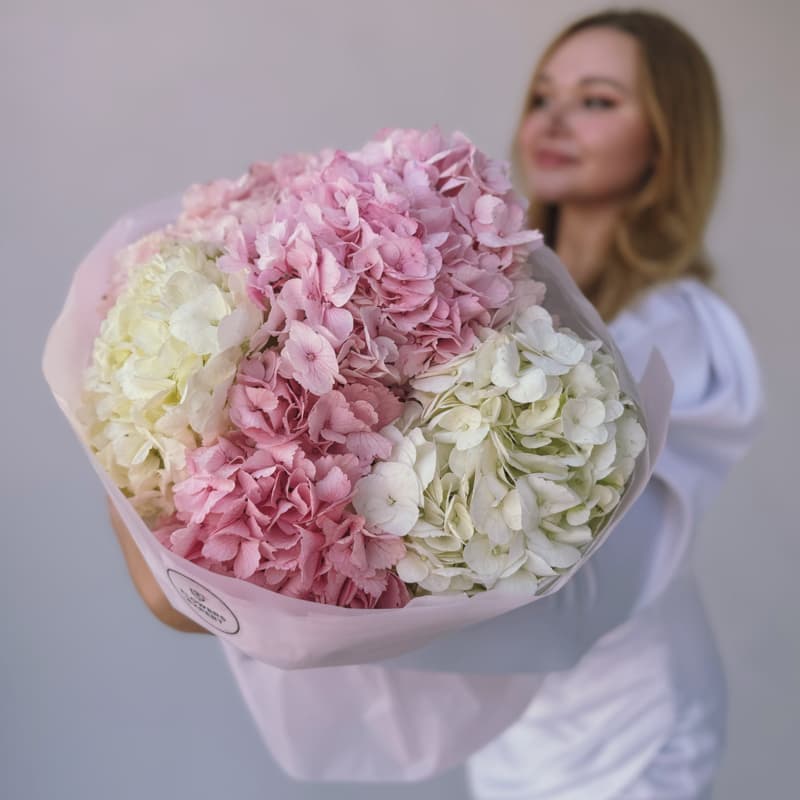 Букет из 5 гортензий "WHITE & PINK" — Фото 2