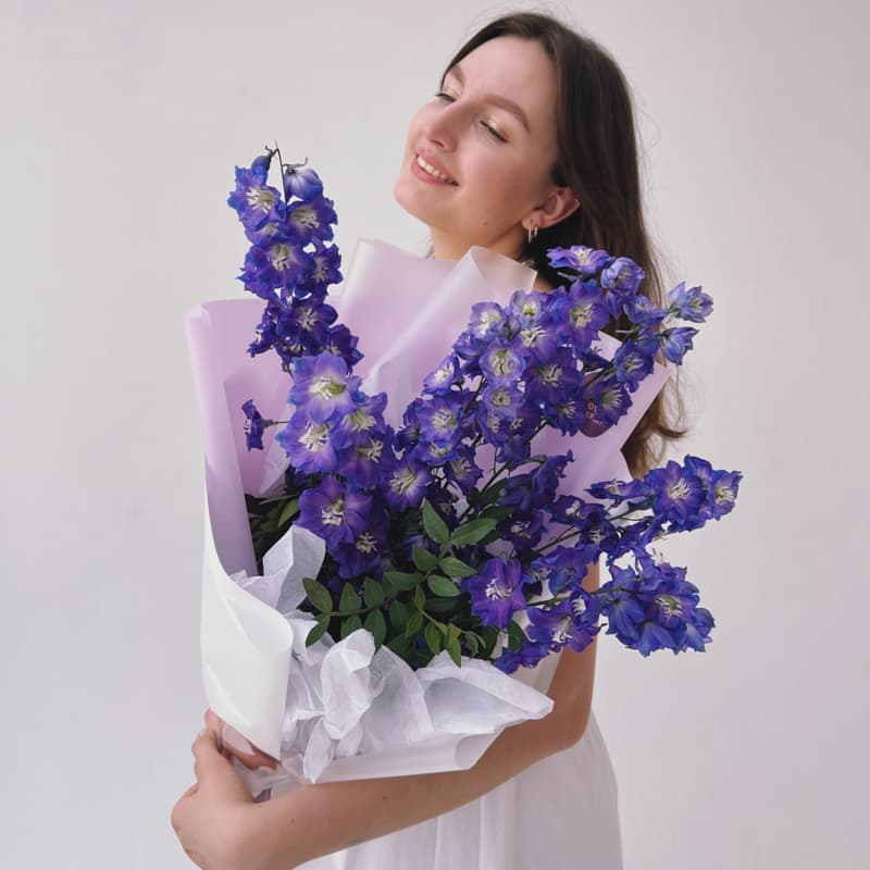 Букет из дельфиниума "BLUE POWER" — Фото 5