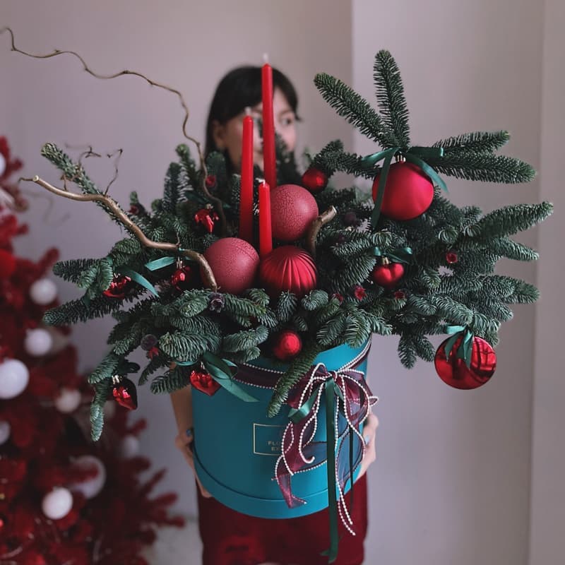 Новогодняя композиция в коробке "RED SANTA"