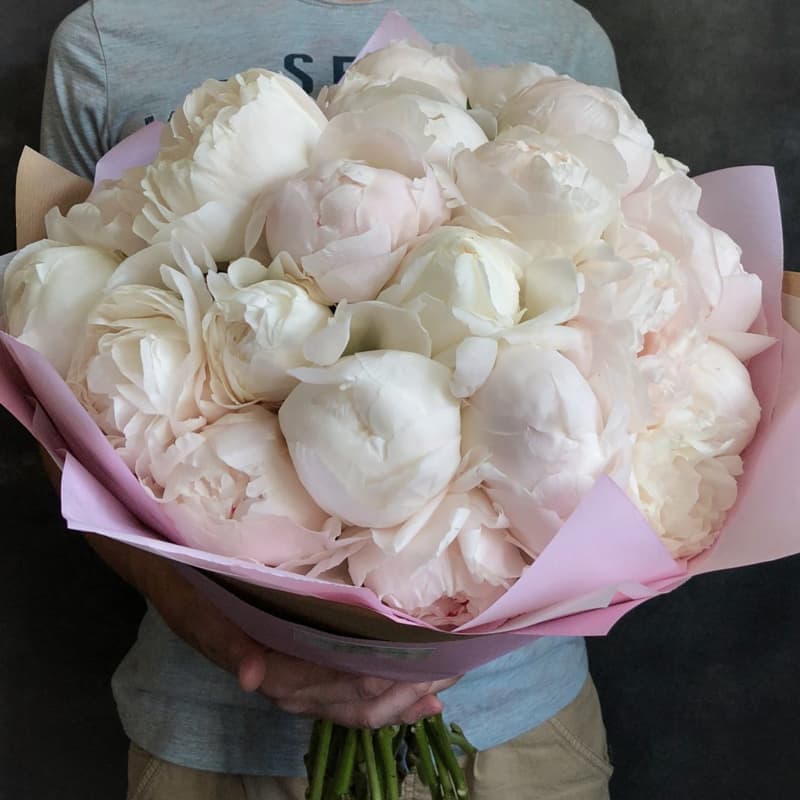 Букет из 25 белых пионов "WHITE LOVE"