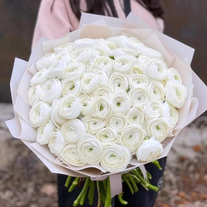 Открыть фото крупно Букет из 101 ранункулюса "WHITE" — Фото 2
