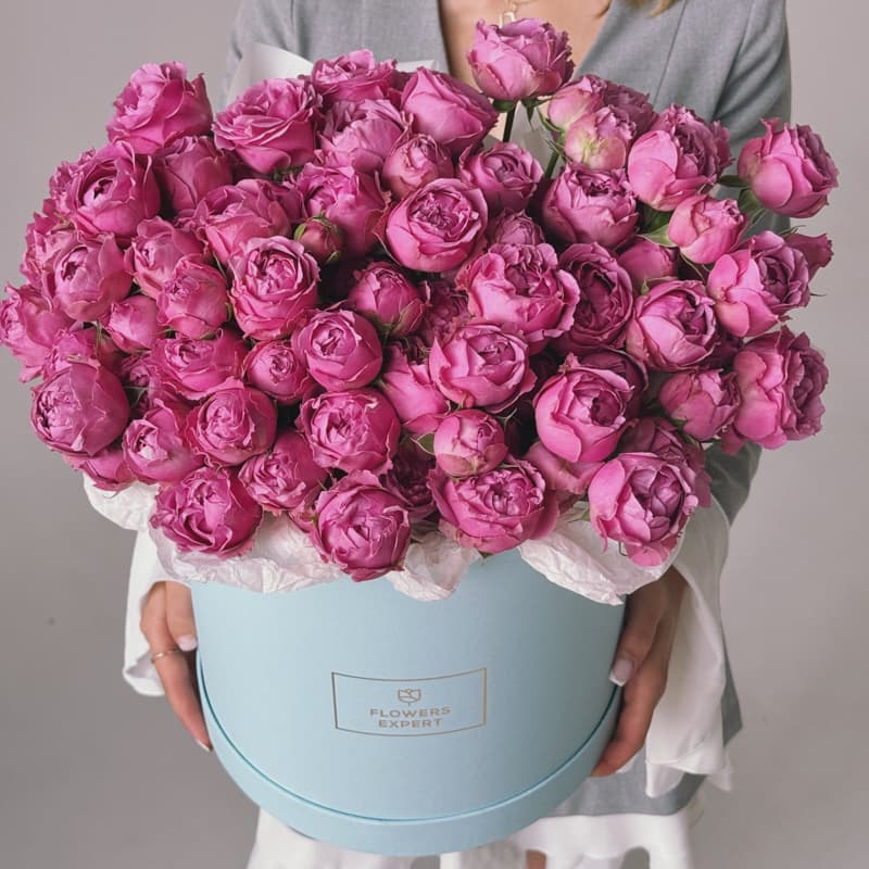 Открыть фото крупно Коробка из 25 пионовидных роз "MISTY BUBBLES" — Фото 2