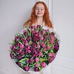 Букет из 101 пионовидного тюльпана микс "AMETHYST VEIL"