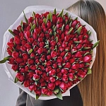 Букет из 101 красного тюльпана "MAKE A WISH"