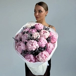 Букет из 15 пионов с лавандой "PEONY LAVENDER"