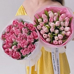 Комбо из 2 букетов с 25 тюльпанами пионовидными и простыми "COMBO 11"