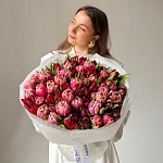 Букет из 71 пионоидного тюльпана микс "ON FIRE"