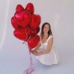 Набор из 9 фольгированных шаров в виде сердца "RED MIX"