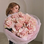 Букет из 15 французских роз "PINK MONDIAL"