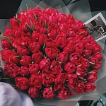 Букет из 51 пионовидного красного тюльпана "RED PRINCESS"